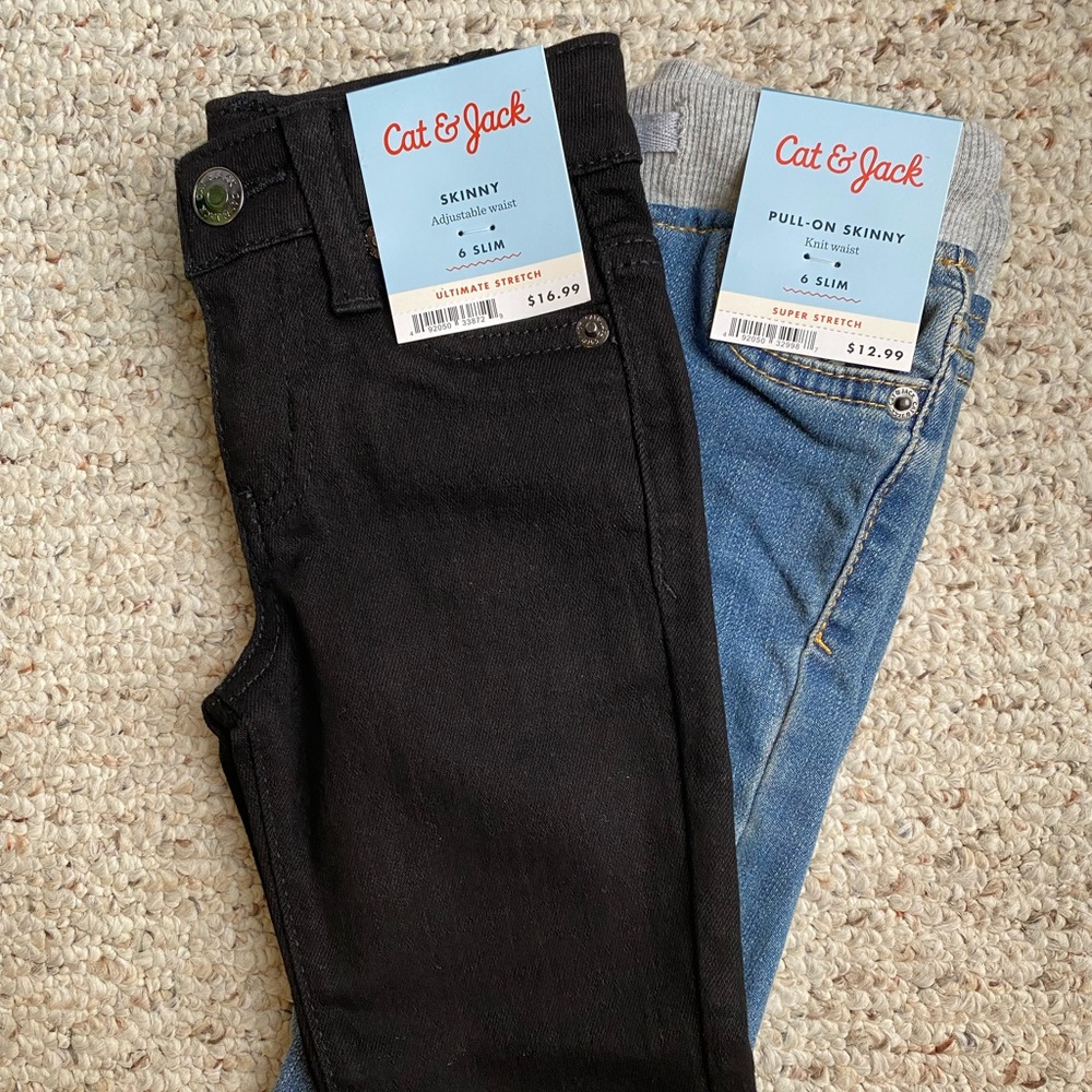 NWT Girls’ Cat & Jack Jeans/Jegging Bundle, Size 6 Slim